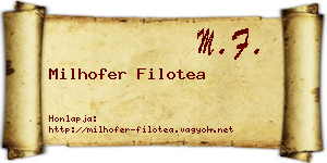Milhofer Filotea névjegykártya